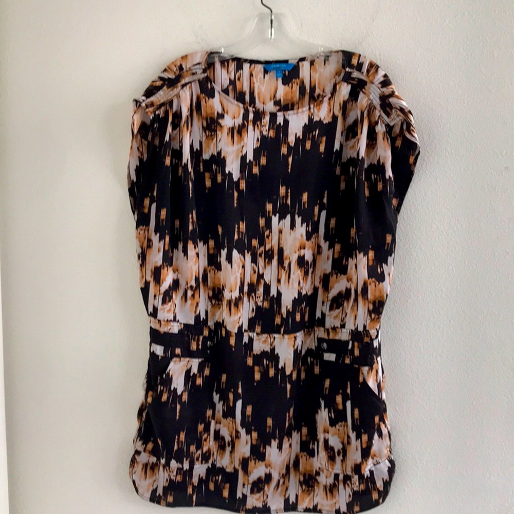 Derek Lam Tunic Blouse Black, Tan, Cream Size Small